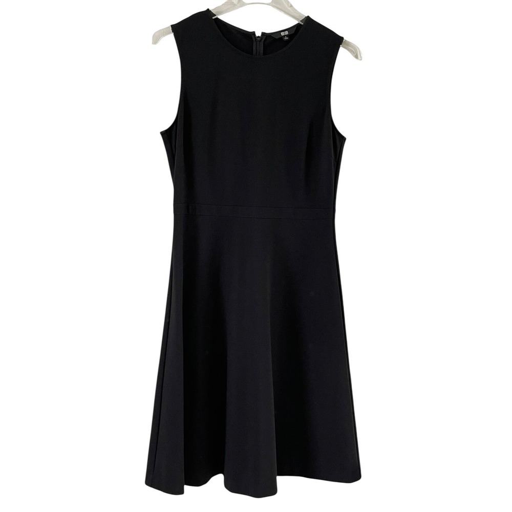 Uniqlo Ponte Fit and Flare Dress Womens Small Black Excellent Sleeveless 173261 - Picture 3 of 11